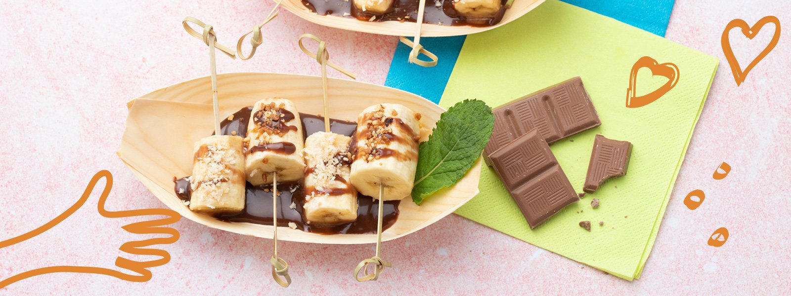 Brochettes de banane et chocolat