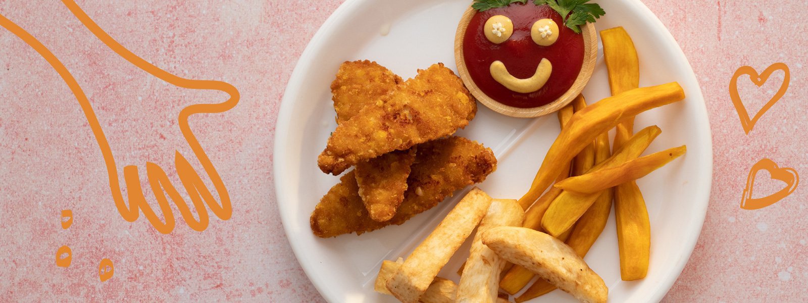 Aiguillettes de poulet panées et frites de légumes pays