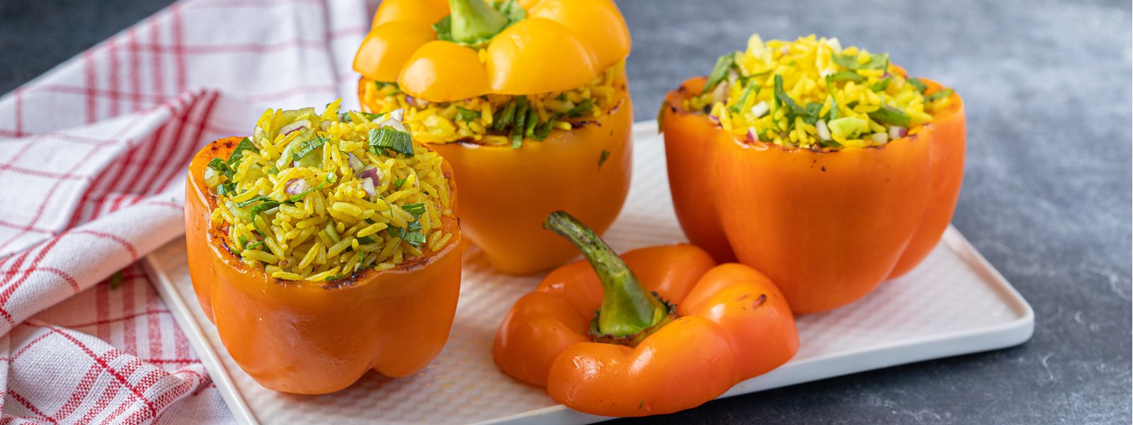 Légumes de saison farcis au riz colombo