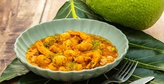 Dombrés de fruit à pain aux crevettes